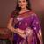 purple floral, zari woven faux kanjivaram saree with blouse