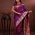 purple floral, zari woven faux kanjivaram saree with blouse