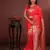 red floral, zari woven faux kanjivaram saree with blouse