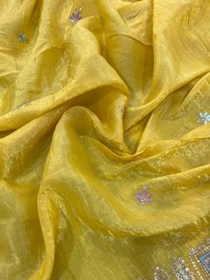 Yellow color Embroidery and Cuteork Border Work Silk Saree.. 3