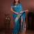 sky blue floral, zari woven faux kanjivaram saree with blouse