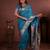 sky blue floral, zari woven faux kanjivaram saree with blouse