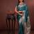 teal green floral, zari woven faux kanjivaram saree with blouse