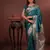teal green floral, zari woven faux kanjivaram saree with blouse