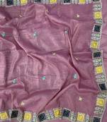 Pink color Embroidery and Cuteork Border Work Silk Saree..