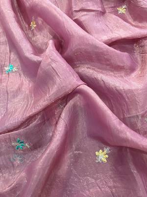 Pink color Embroidery and Cuteork Border Work Silk Saree.. 2