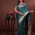 teal green floral, zari woven faux kanjivaram saree with blouse