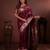 wine floral, zari woven faux kanjivaram saree with blouse
