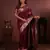 wine floral, zari woven faux kanjivaram saree with blouse