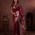 wine floral, zari woven faux kanjivaram saree with blouse