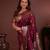 wine floral, zari woven faux kanjivaram saree with blouse