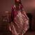 wine floral, zari woven faux kanjivaram saree with blouse