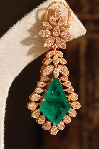 Gold plated green stones danglers
