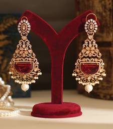 Gold plated red stones danglers