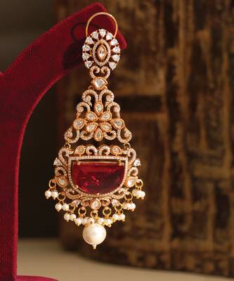 Gold plated red stones danglers 4