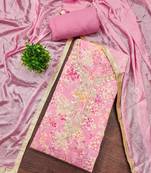 Pink modal printed unstitched dress material