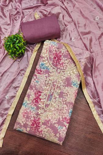 Blue modal printed unstitched dress material