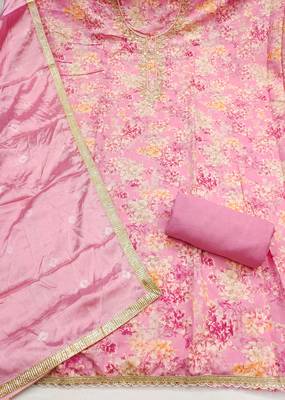 Pink modal printed unstitched dress material 3