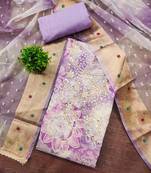 Lavender modal printed unstitched dress material