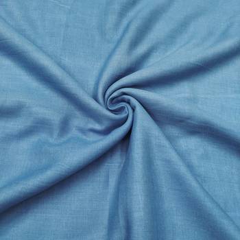 Blue linen cotton printed unstitched dress material 4