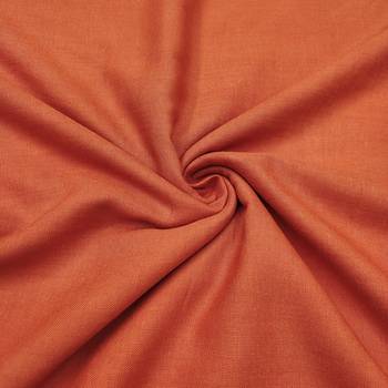 Orange linen cotton printed unstitched dress material 4