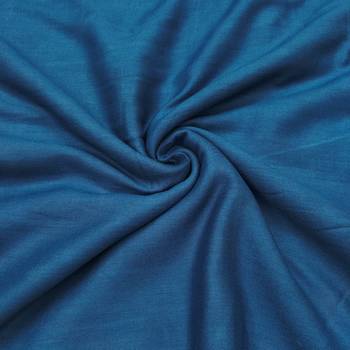 Blue linen cotton printed unstitched dress material 4