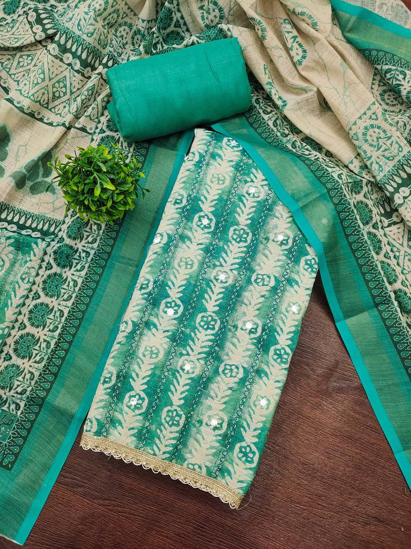 Rama linen cotton printed unstitched dress material