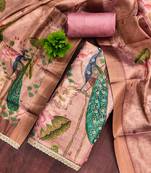 Onion cotton silk embellished unstitched dress material