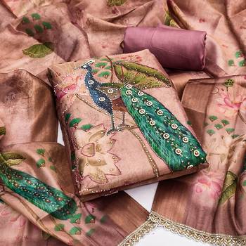 Onion cotton silk embellished unstitched dress material 2