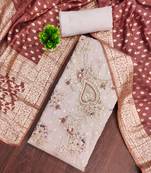 Mauve banarasi modal printed unstitched dress material