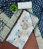 Blue banarasi modal printed unstitched dress material
