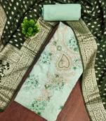 Mint banarasi modal printed unstitched dress material