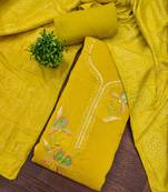 Lime georgette viscose embroidered unstitched dress material