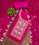 Magenta viscose embroidered unstitched dress material
