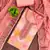 Peach organza embellished unstitched dress material