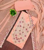 Peach modal embroidered unstitched dress material