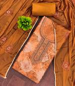 Orange organza embellished unstitched dress material