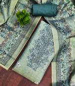 Blue viscose embellished unstitched dress material