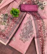 Pink viscose embellished unstitched dress material