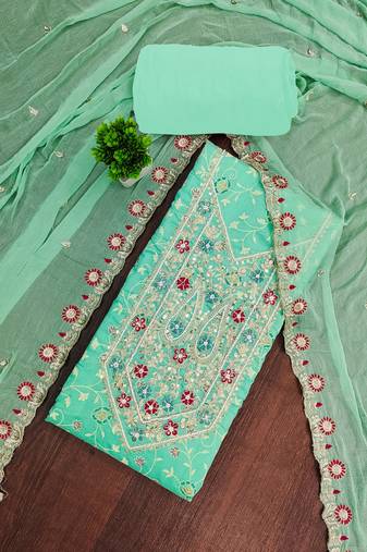 Mint modal embroidered unstitched dress material