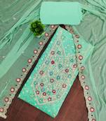 Mint modal embroidered unstitched dress material