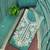 Turquoise cotton silk embroidered unstitched dress material