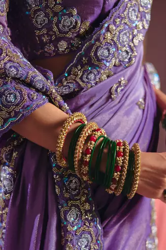 Lavender viscose zari tissue silk heavy embroidery, beads with sequince work saree with blouse