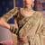 Beige viscose zari tissue silk heavy embroidery, beads with sequince work saree with blouse