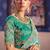 Turquoise viscose zari tissue silk heavy embroidery, beads with sequince work saree with blouse