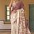 Mauve & cream pure tussar silk printed saree with blouse
