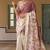 Mauve & cream pure tussar silk printed saree with blouse