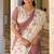 Mauve & cream pure tussar silk printed saree with blouse