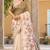 Brown & cream pure tussar silk printed saree with blouse