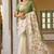 Pista green & cream pure tussar silk printed saree with blouse